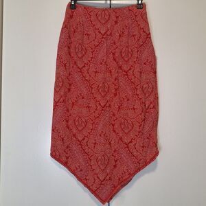 Harold's Vintage Red Paisley Pointed Hem Skirt 90s Size 2